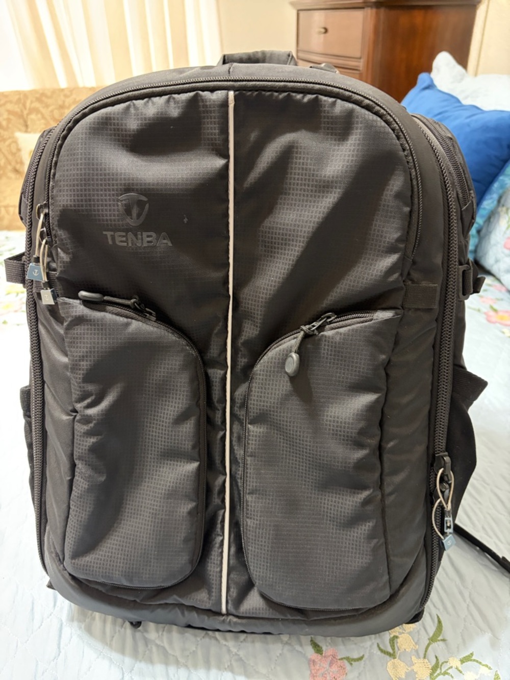 TENB Black Men's Camera Backpack with Multiple Pockets